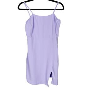 Hyfve Small S Lilac Purple Tie Back Mini Dress Front Slit Cocktail Square Neck